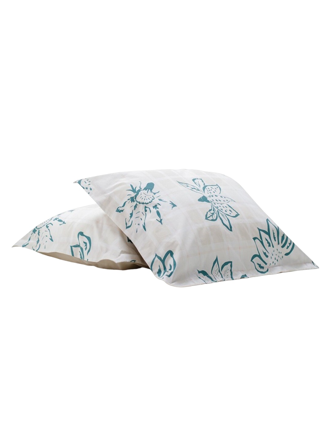 

Himeya White & Blue 2 Pieces Printed Pure Cotton Rectangle Pillow Covers