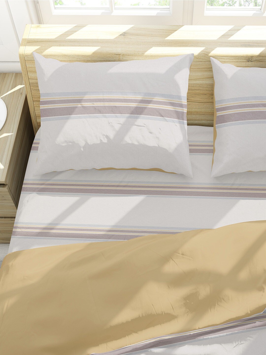 

Himeya Comfort Peracle White & Grey 2 Pcs Striped 200TC Pure Cotton Pillow Covers