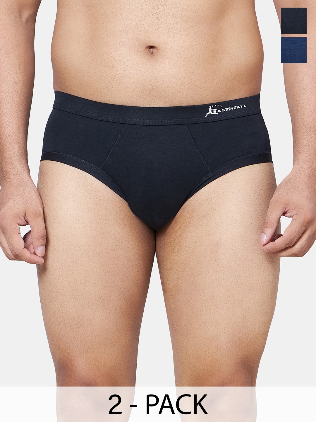 

PLUMBURY Pack Of 2 Mid Rise Basic Briefs PLMPANTY433BL/NBLUES, Black