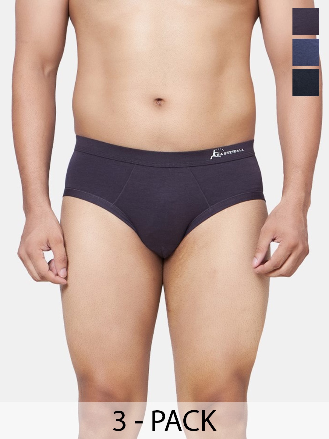 

PLUMBURY Pack Of 3 Mid Rise Basic Briefs PLMPANTY433BL/GR/BROWNS, Black