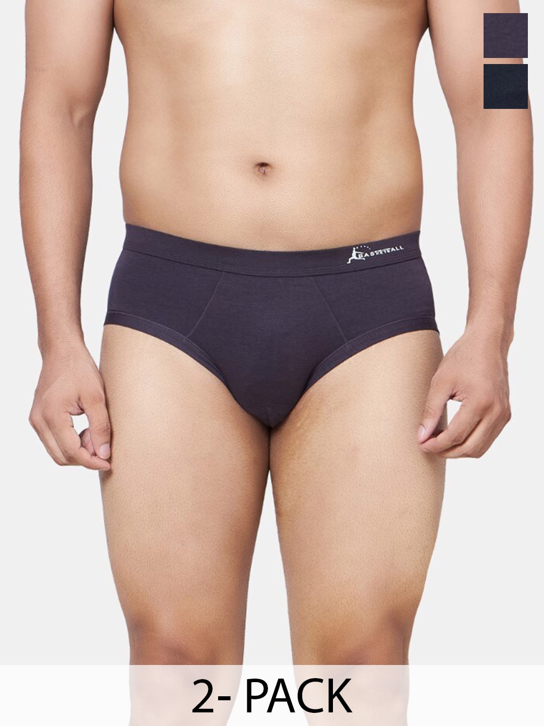 

PLUMBURY Pack Of 2 Mid Rise Basic Briefs PLMPANTY433BL/BROWNS, Black