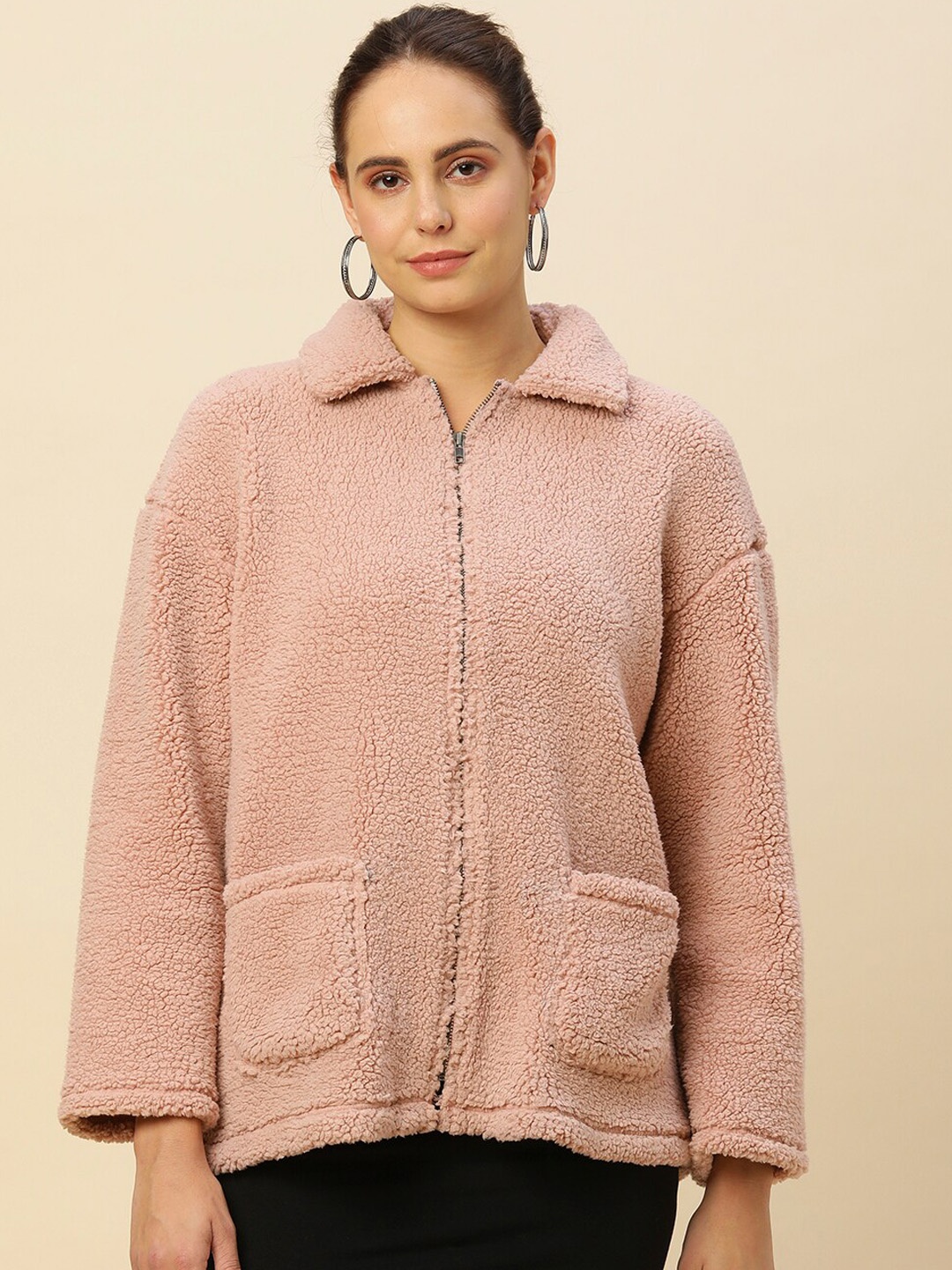 

Chemistry Self Design Spread Collar Oversized Tailored Jacket, Rose