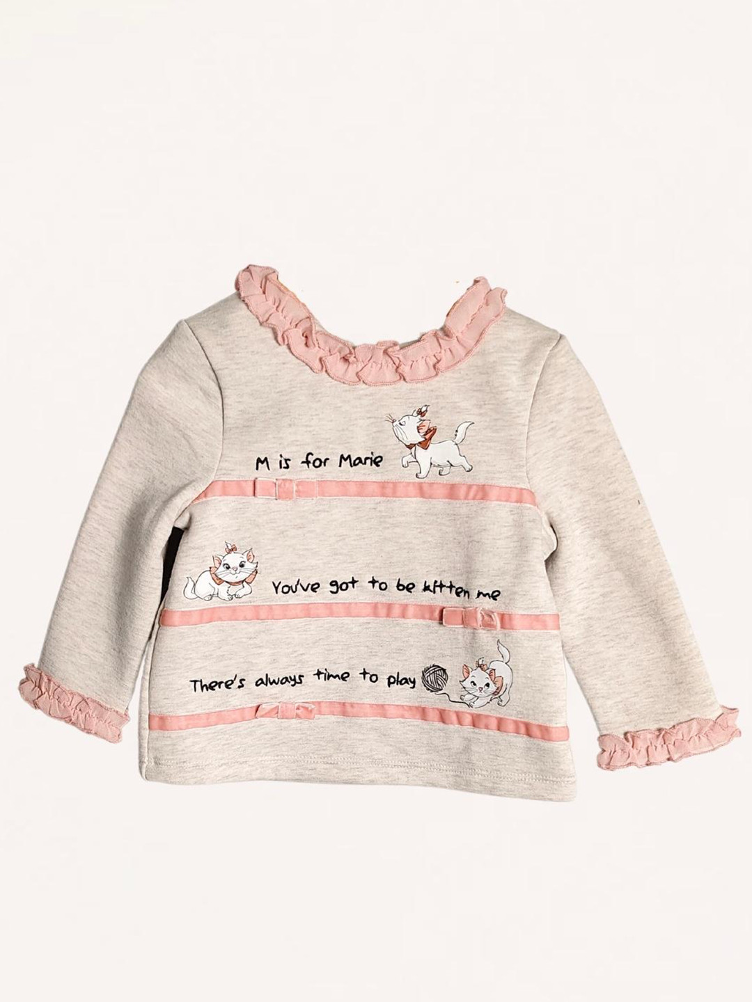 

One Friday Girls Graphic Print Long Sleeve Cotton Top, Grey