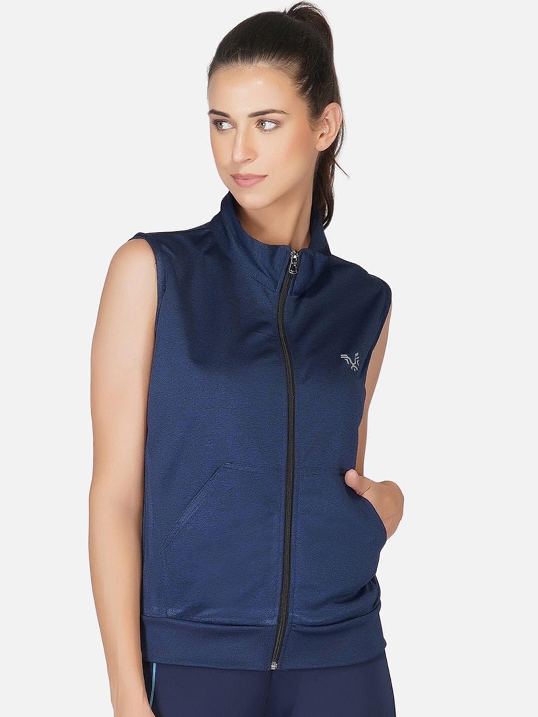 

UZARUS Mock Collar Lightweight Sporty Jacket, Navy blue