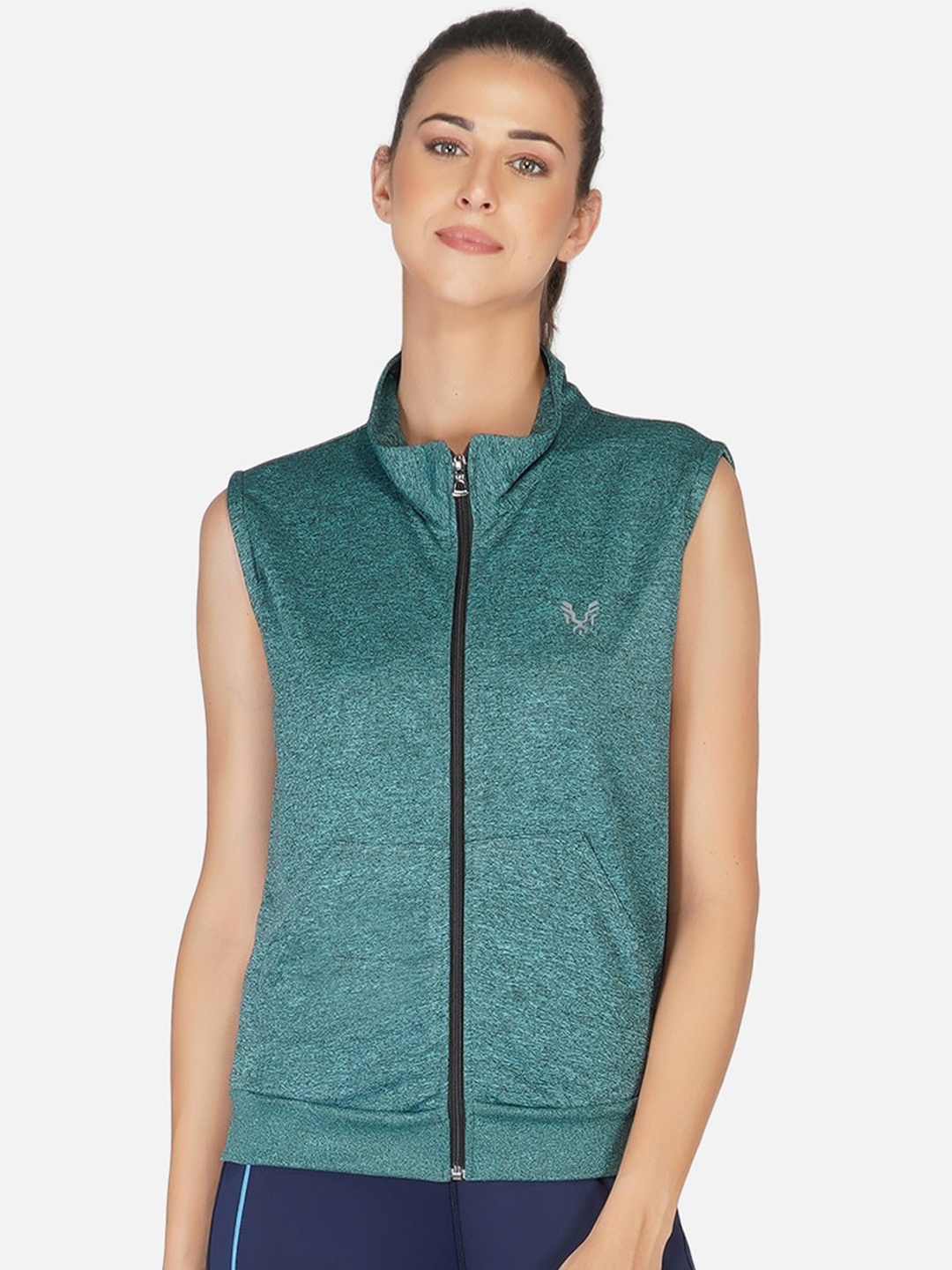 

UZARUS Self Design Mock Collar Lightweight Sporty Jacket, Green