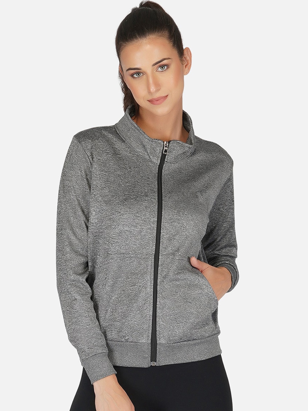 

UZARUS Lightweight Training Mock Collar Sporty Jacket, Grey