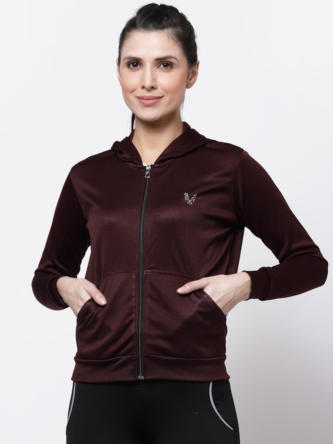 

UZARUS Long Sleeves Hooded Lightweight Bomber Jacket, Burgundy