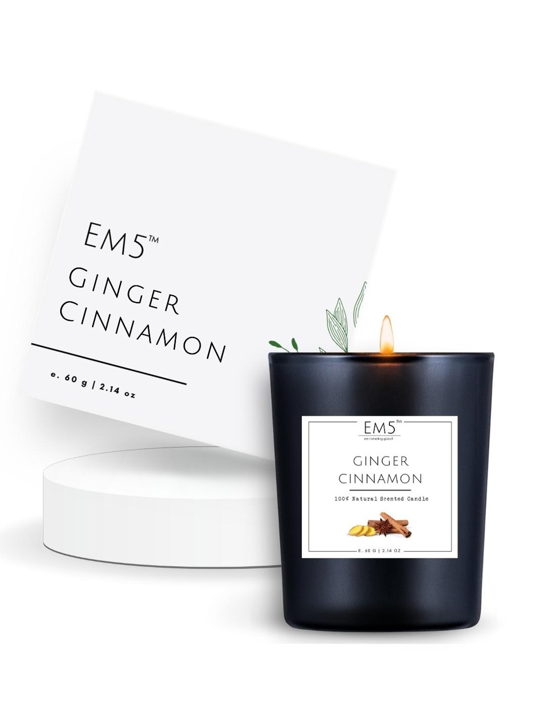 

EM5 White Ginger Cinnamon Scented Candle Jar
