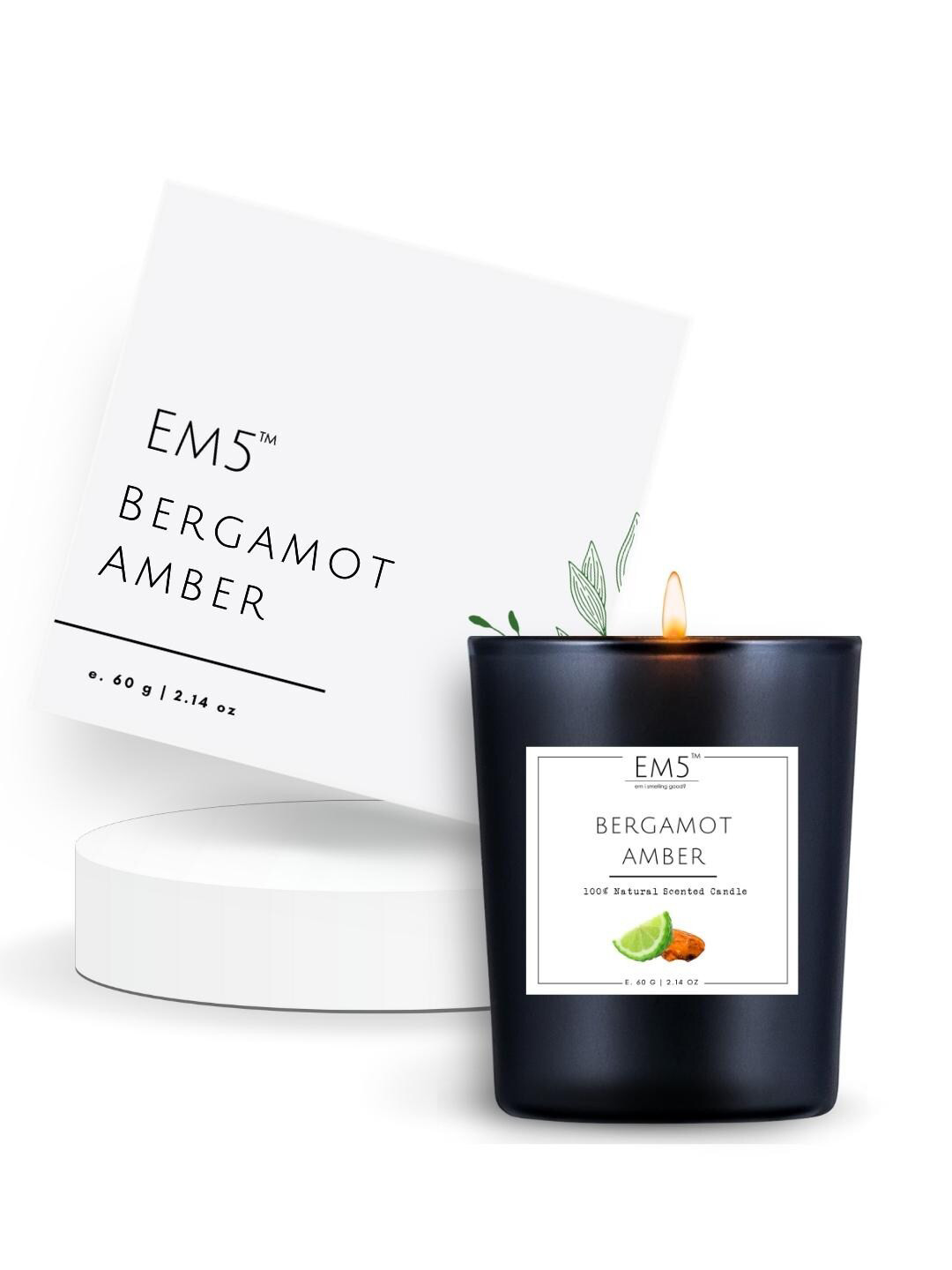 

EM5 White Bergamot Amber Scented Candle Jar