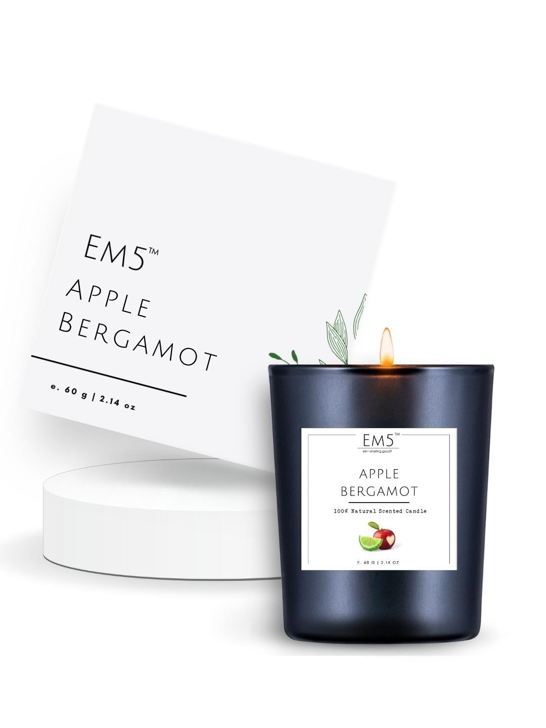 

EM5 White Apple Bergamot Scented Candle Jar