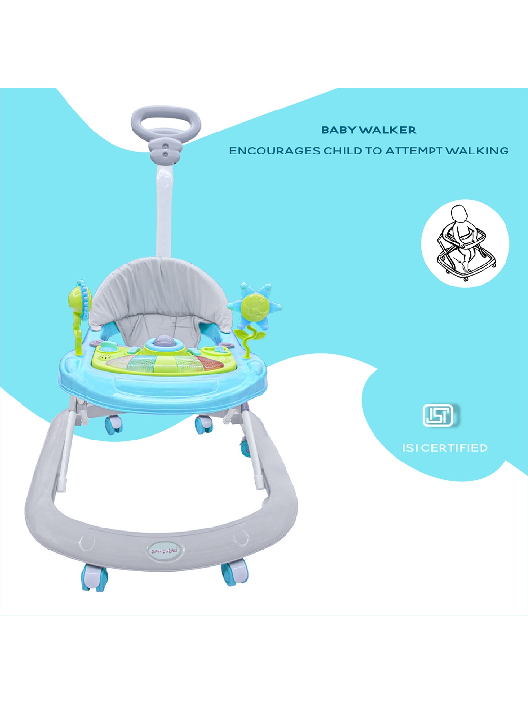 

Born Babies Infants Foldable & Adjustable Height Walker, Blue