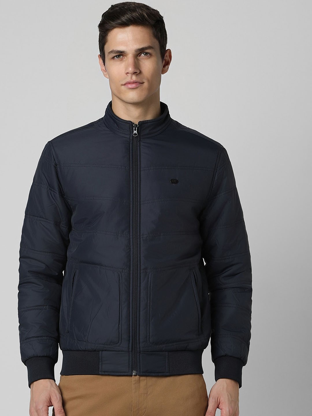 

Peter England Casuals Mock Collar Puffer Jacket, Navy blue