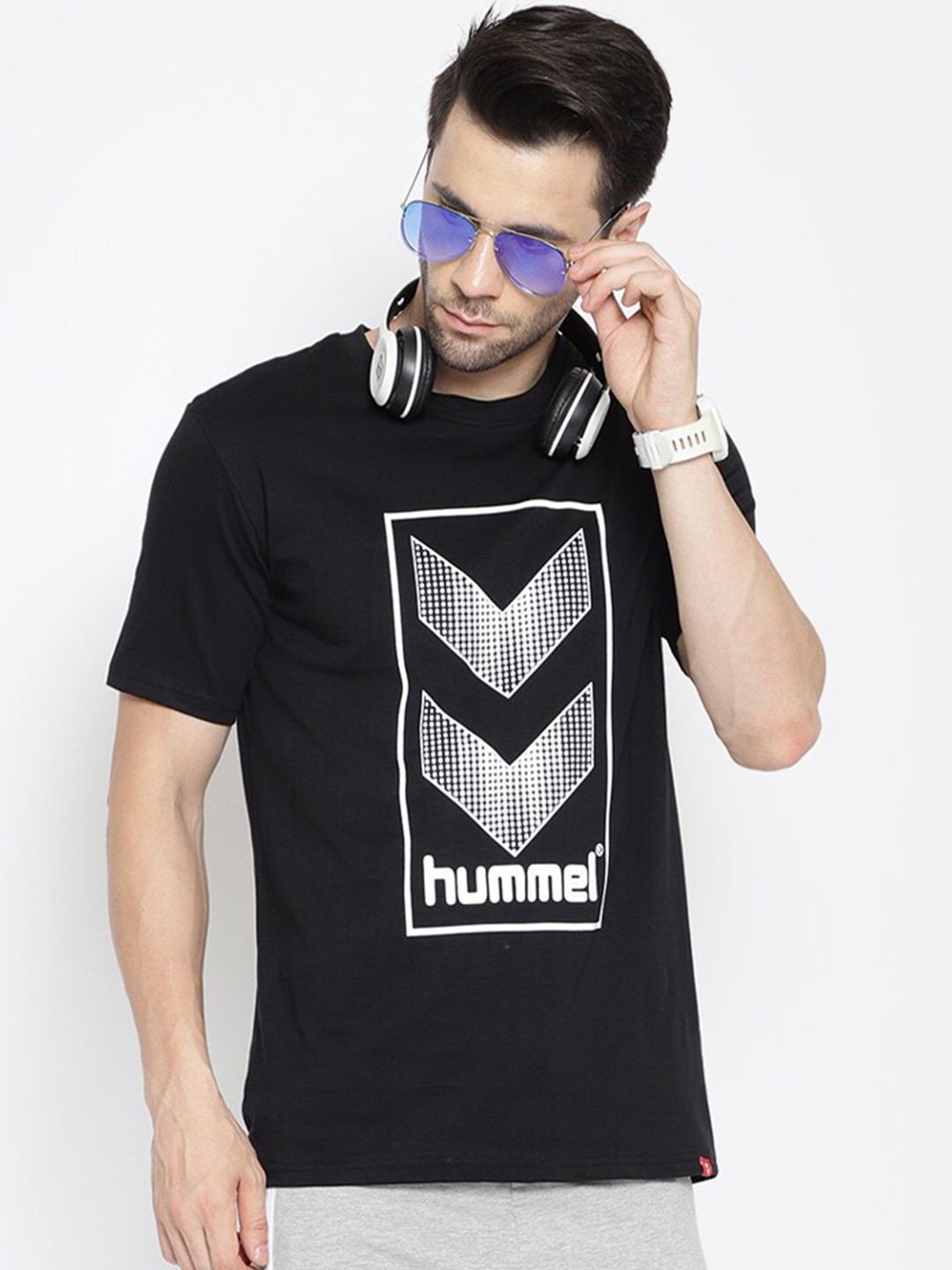 

hummel Graphic Printed Cotton T-shirt, Black