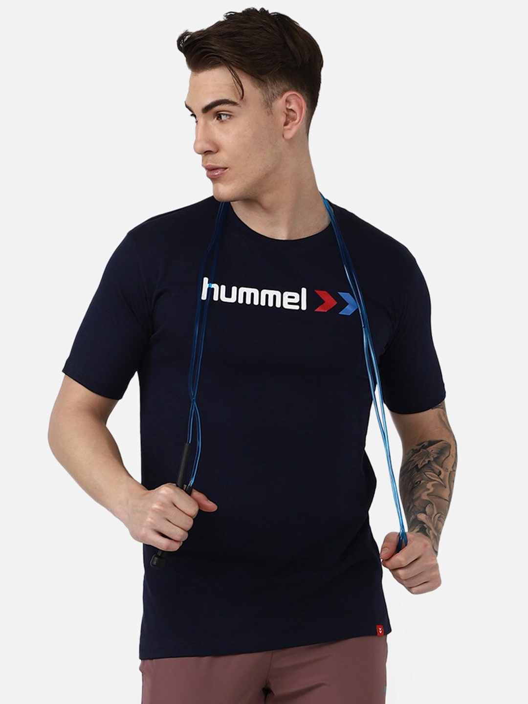 

hummel Typography Printed Cotton T-shirt, Blue