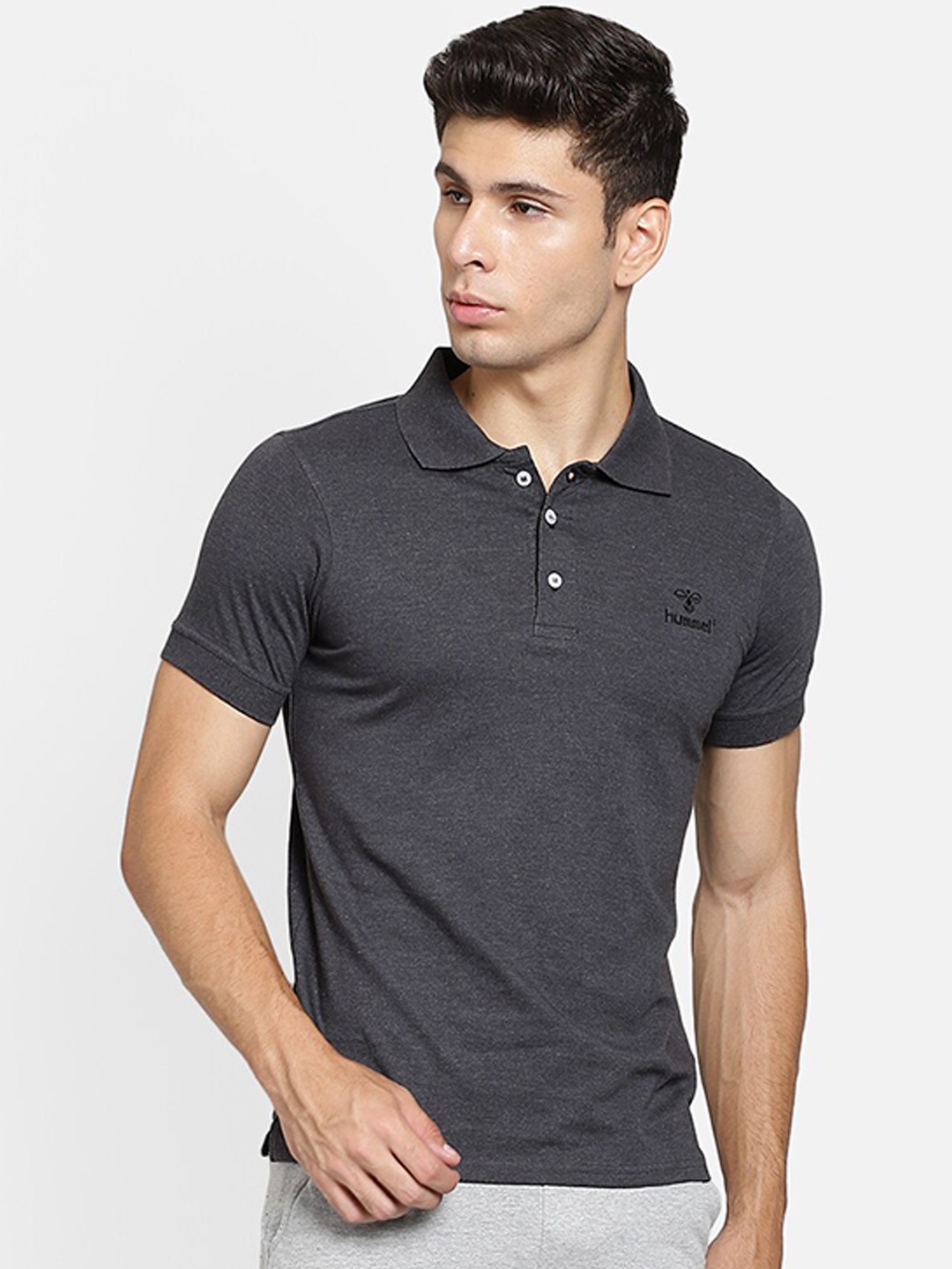 

hummel Polo Collar Cotton T-shirt, Black