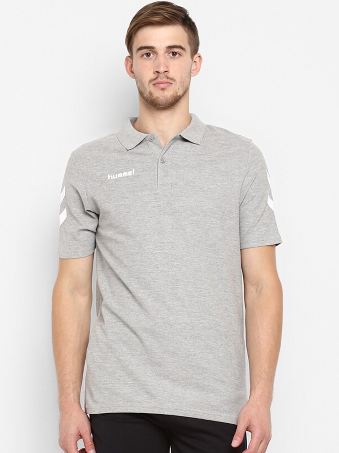 

hummel Polo Collar Cotton T-shirt, Grey