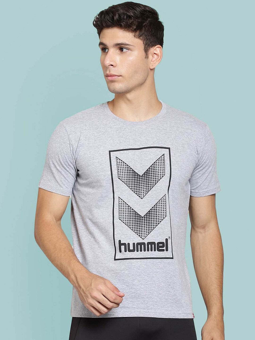 

hummel Abstract Printed Cotton T-shirt, Grey