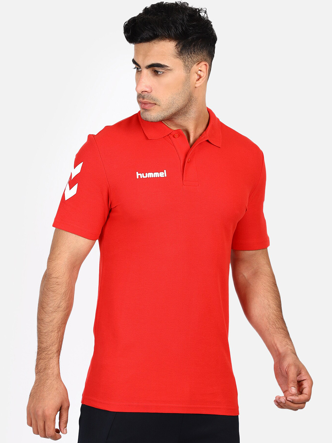 

hummel Polo Collar Cotton T-shirt, Red