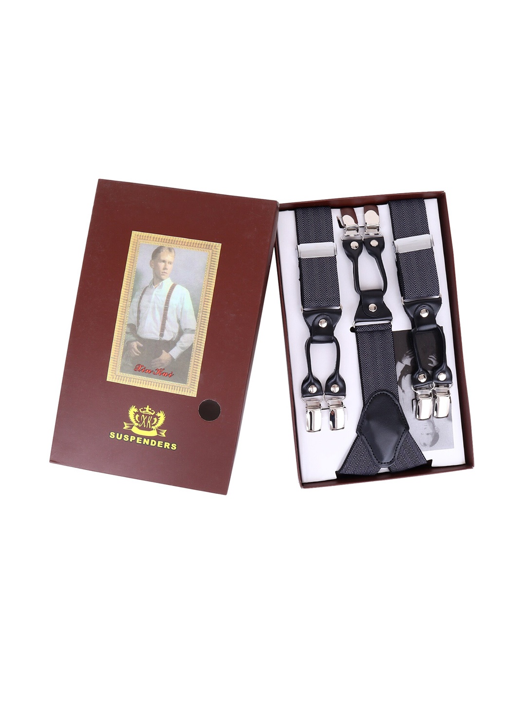 

Zacharias Men Suspender With Double Clips, Blue