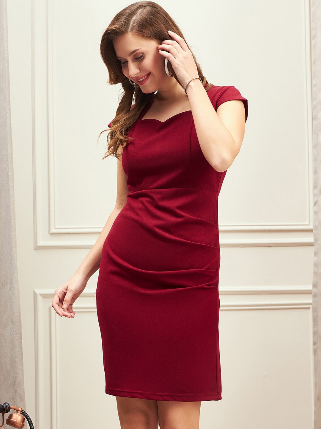 

Berrylush BIZwear Sweetheart Neck Bodycon Mini Dress, Maroon