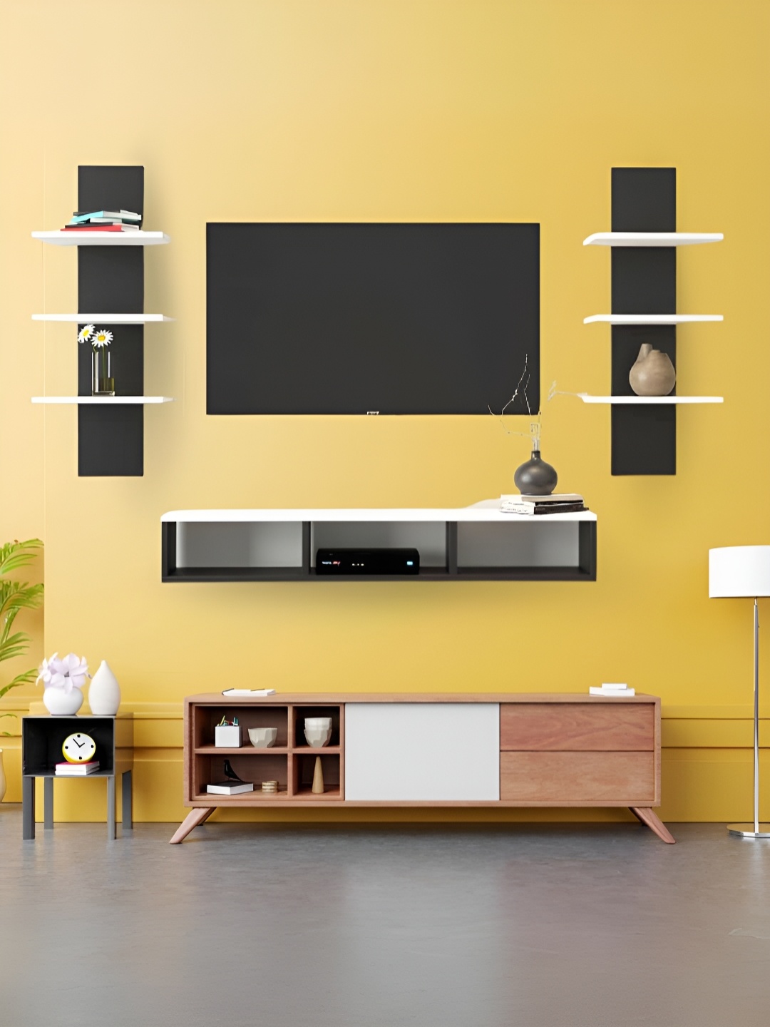 

Furnifry Black & White 3 Pieces Wood Wall Shelfs