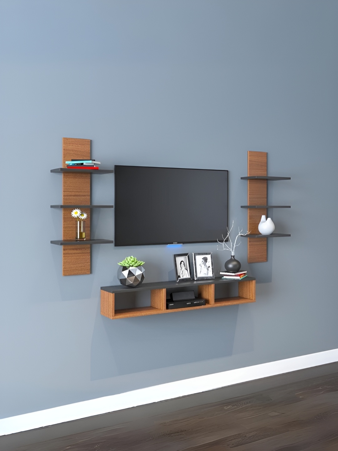 

Furnifry Brown & Black 2 Pieces Wooden Wall Shelves