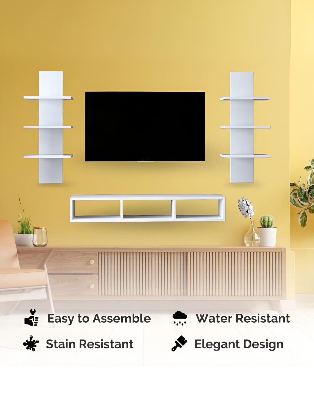 

Furnifry White Wooden Wall Shelves