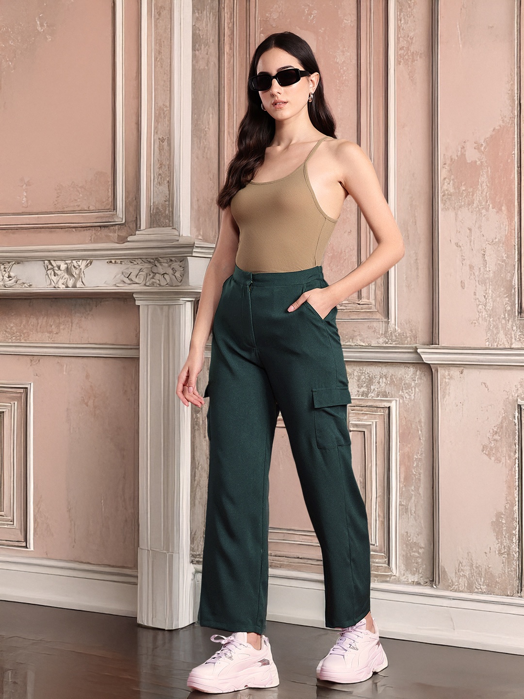 

all about you Women High-Rise Cargos, Teal