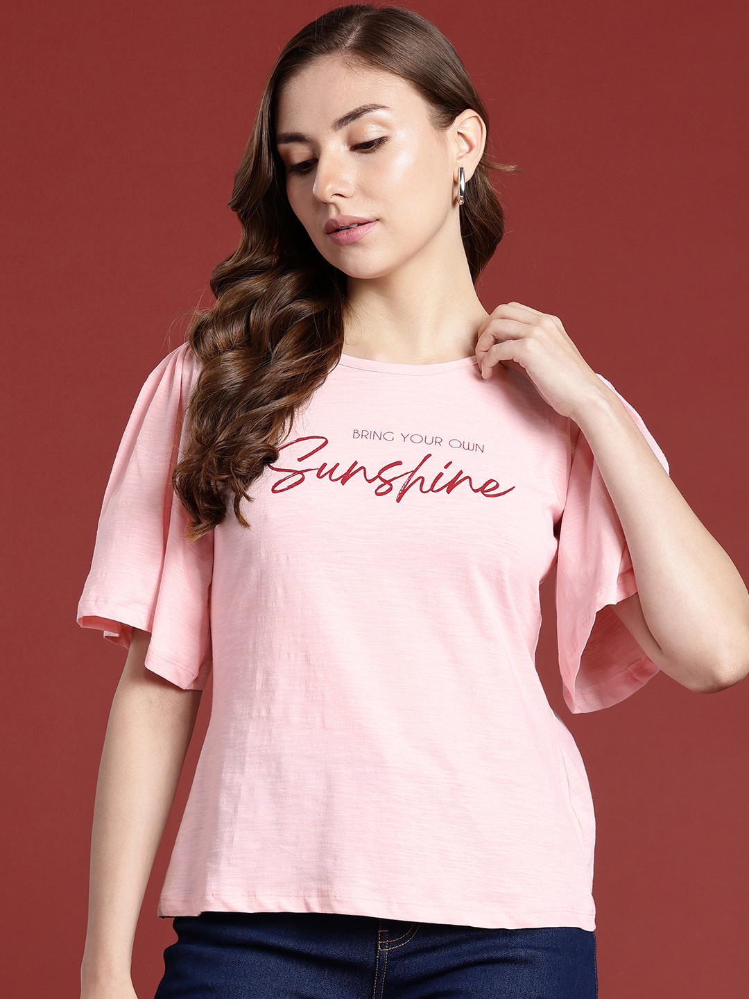 

all about you Typography Printed Pure Cotton T-shirt, Pink