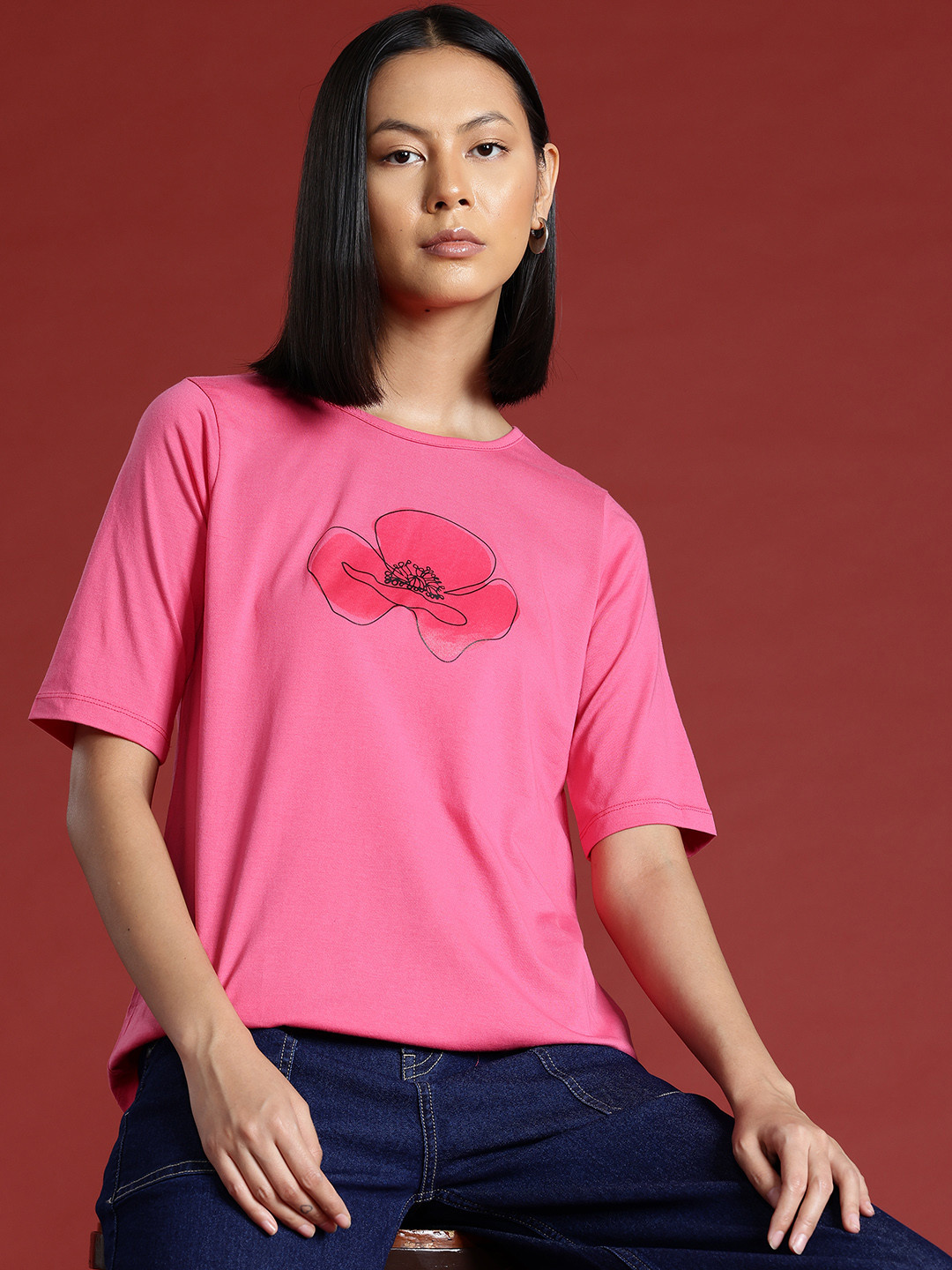 

all about you Printed Pure Cotton T-shirt, Pink