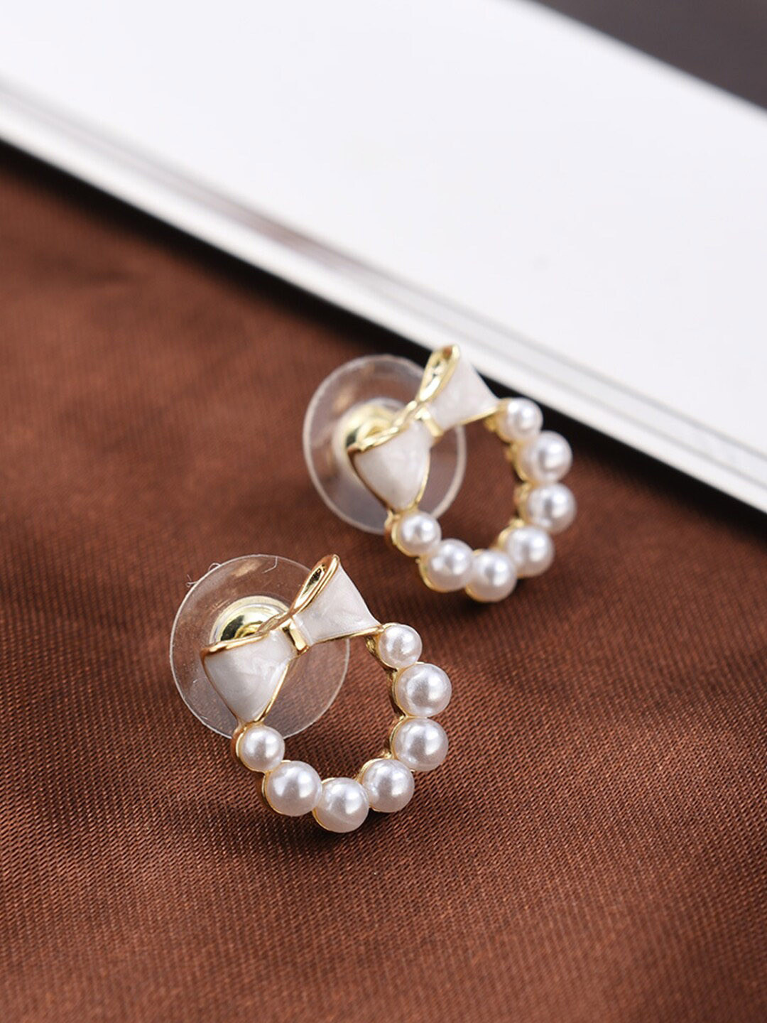 

Krelin Gold Plated Pearl Studded Drop Earrings