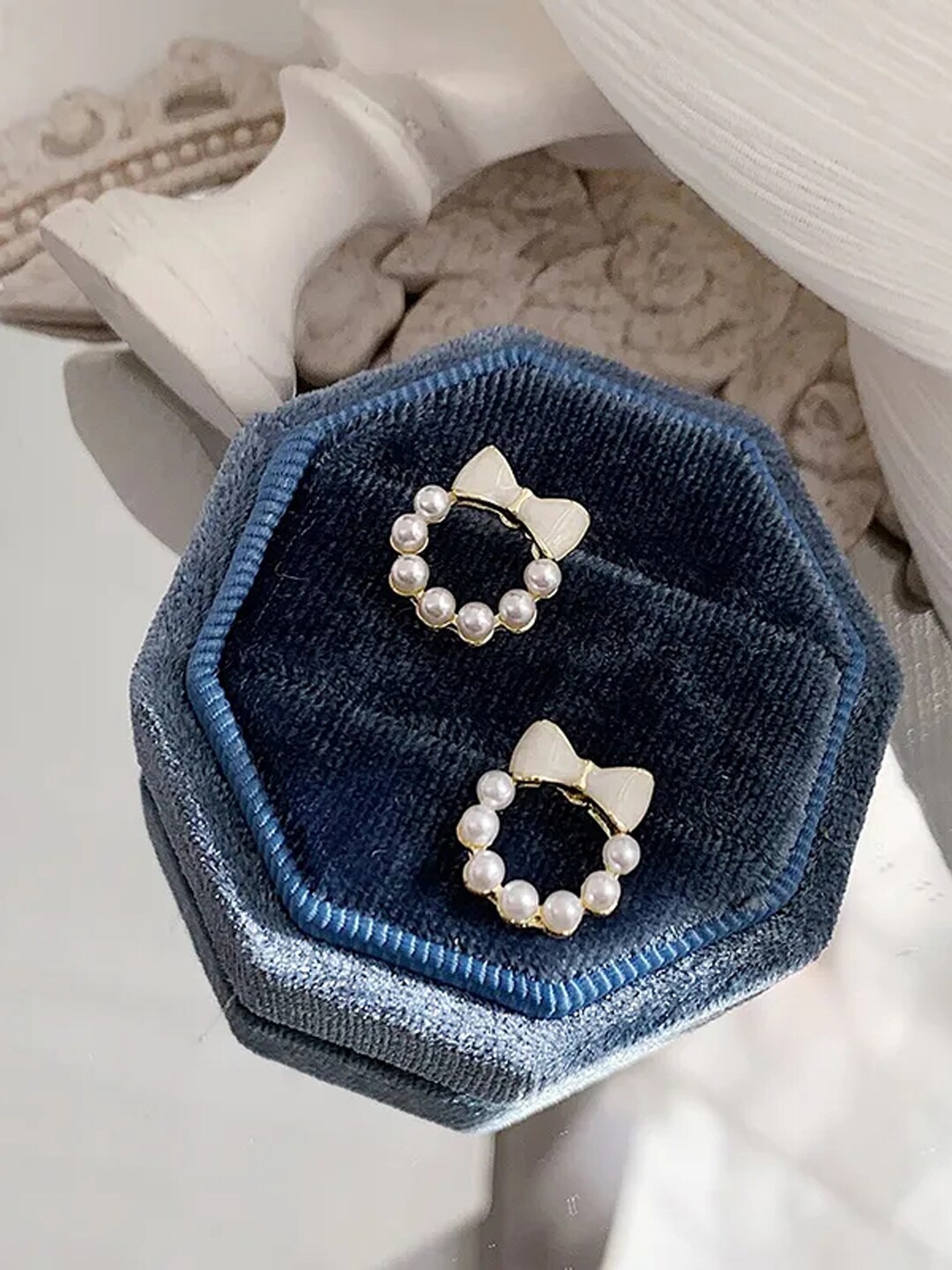 

Krelin Gold Plated Pearl Studded Drop Earrings