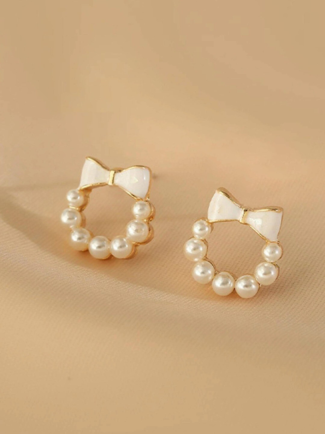 

Krelin Gold-Plated Bow & Faux Pearl Studs Earrings