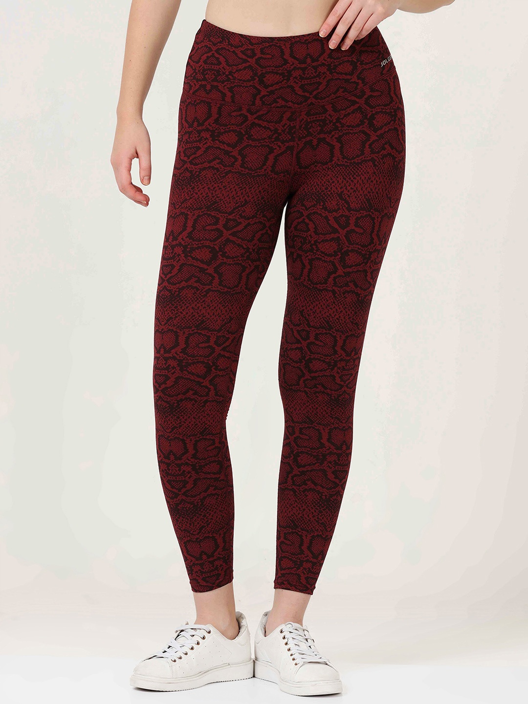 

Jolger Women's High waisted Squat-Proof Jacquard Tights, Maroon