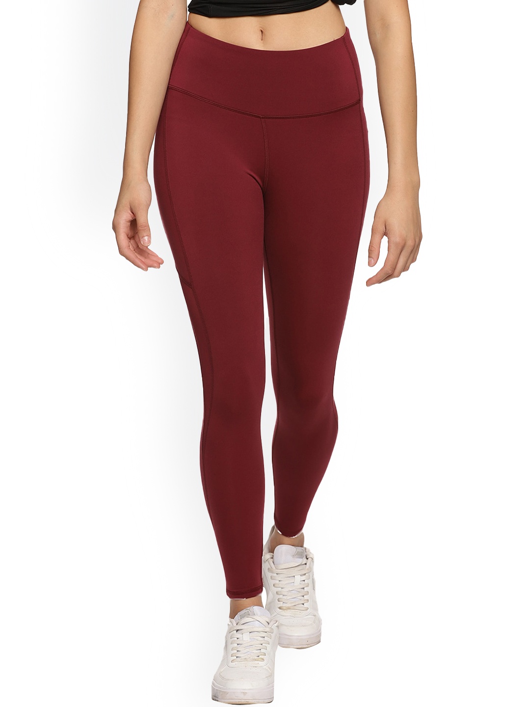 

Jolger Women's Super Stretchable Active training Tights with Side Mesh, Maroon