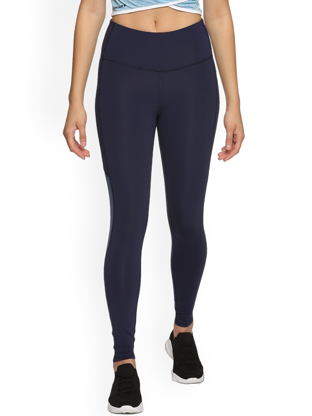 

Jolger Women's Super Stretchable Active training Tights with Side Mesh, Navy blue