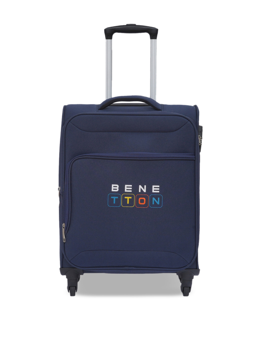 

United Colors of Benetton Macau Brand Printed Soft-Sided Cabin Suitcase Trolley Bag-39.5cm, Navy blue
