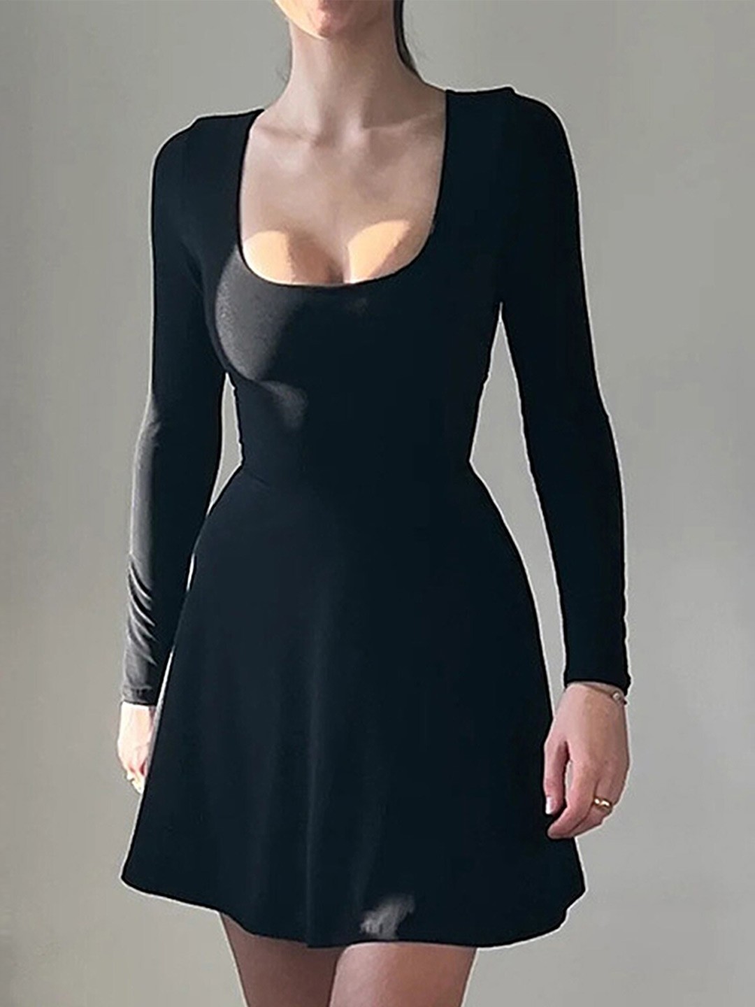 

LULU & SKY Square Neck Fit & Flare Mini Dress, Black