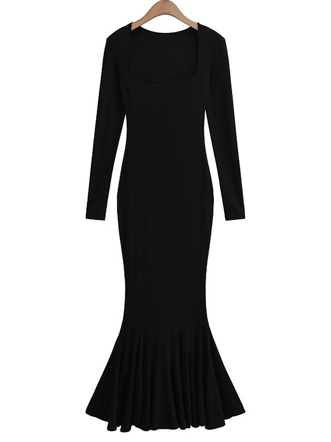

LULU & SKY Square Neck Bodycon Maxi Dress, Black