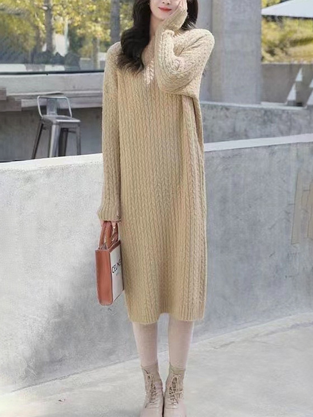 

LULU & SKY Self Design Jumper Dress, Khaki