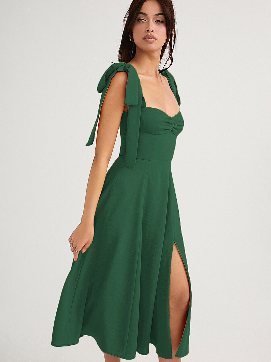 

LULU & SKY Shoulder Straps Fit & Flare Dress, Green