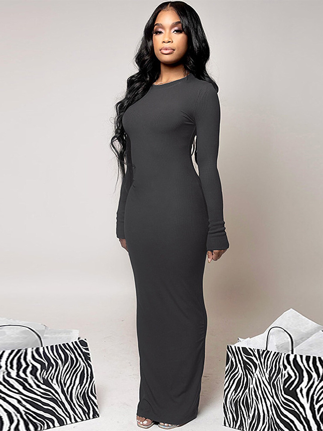 

LULU & SKY Bodycon Maxi Dress, Grey