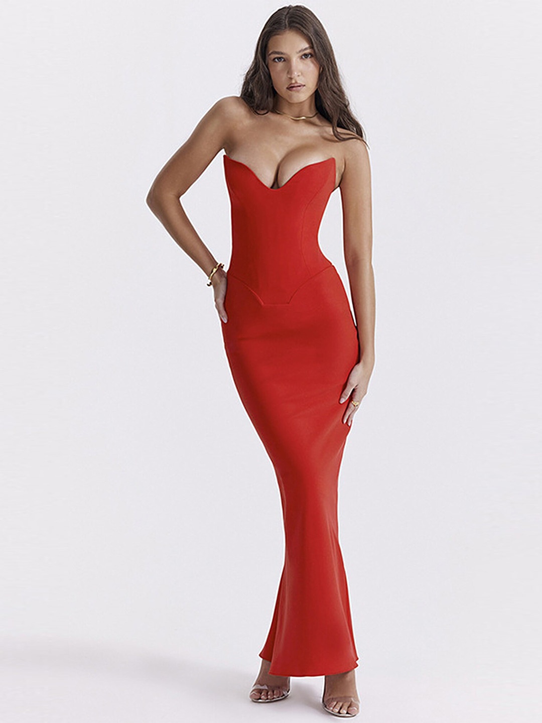 

LULU & SKY Strapless Maxi Dress, Red