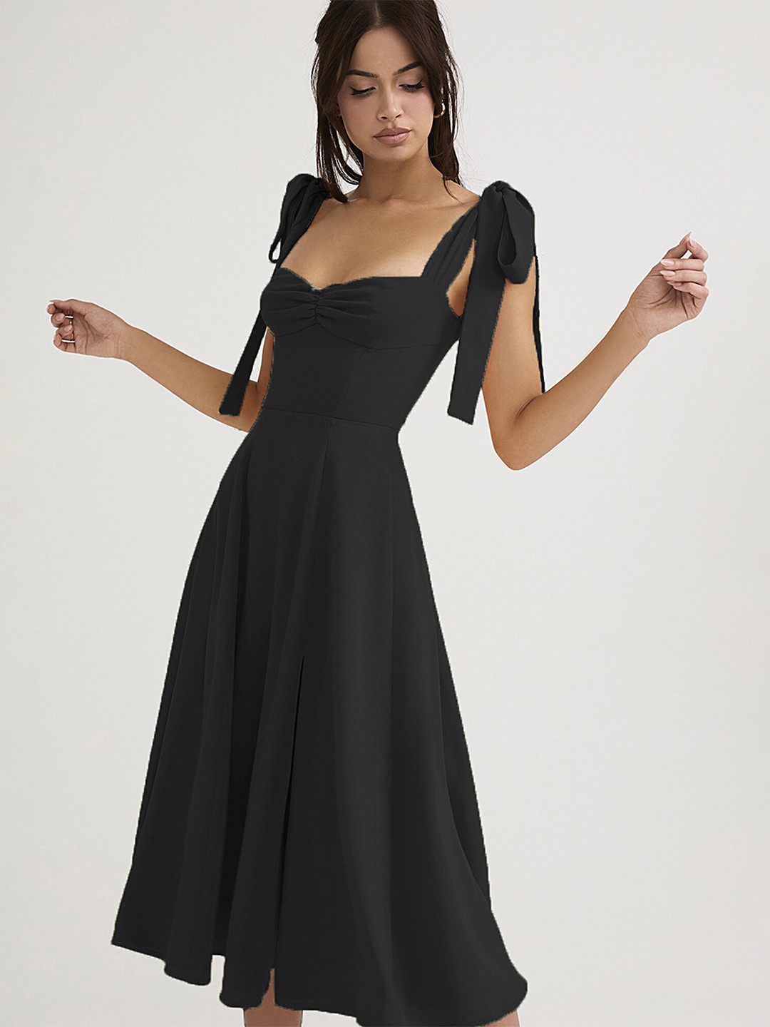 

LULU & SKY Sweetheart Neck A-Line Dress, Black