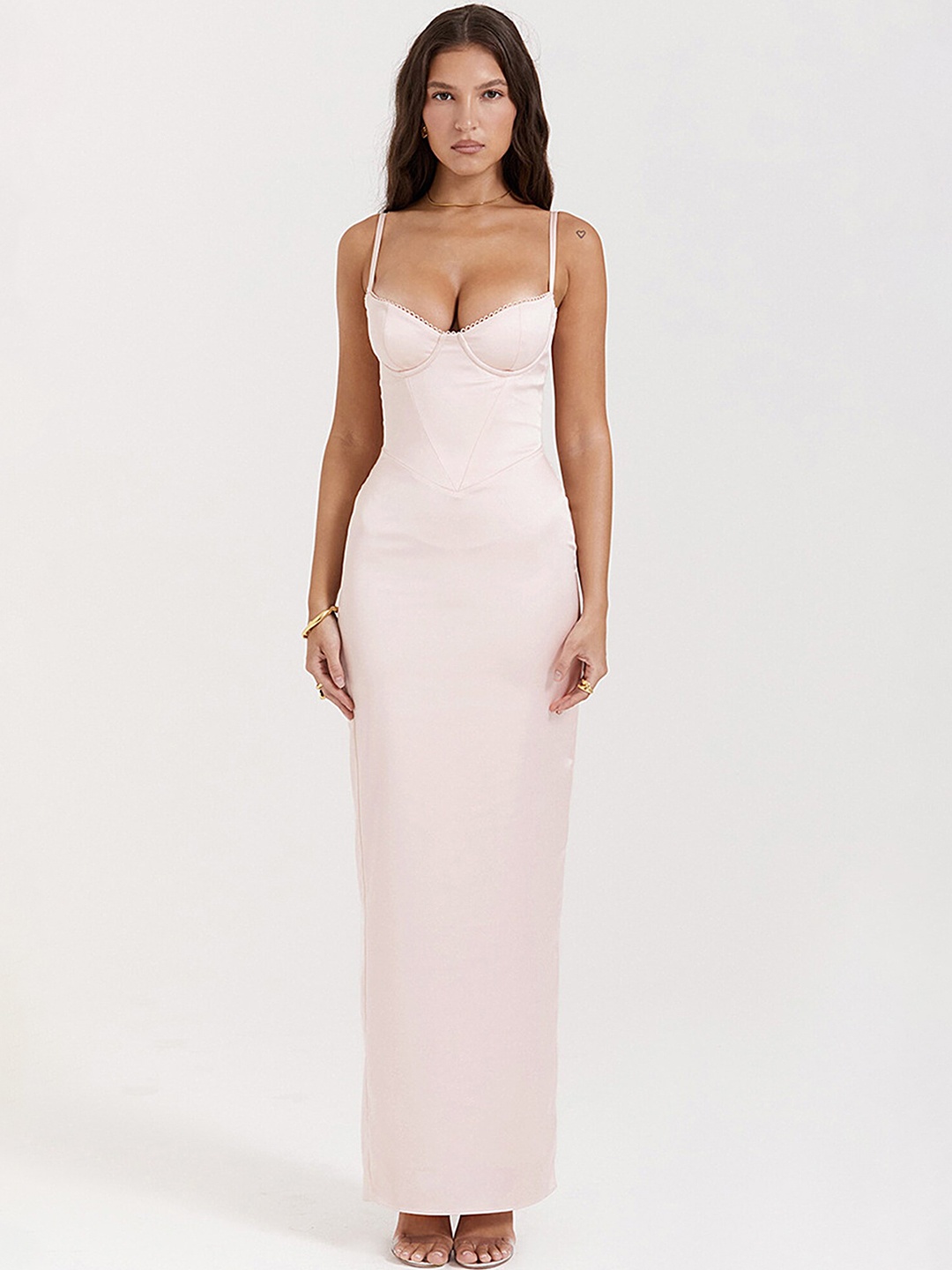 

LULU & SKY Shoulder Straps Maxi Dress, Pink