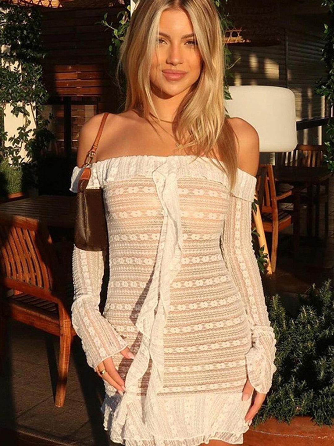 

LULU & SKY Self Designed Off Shoulder Bodycon Dress, White