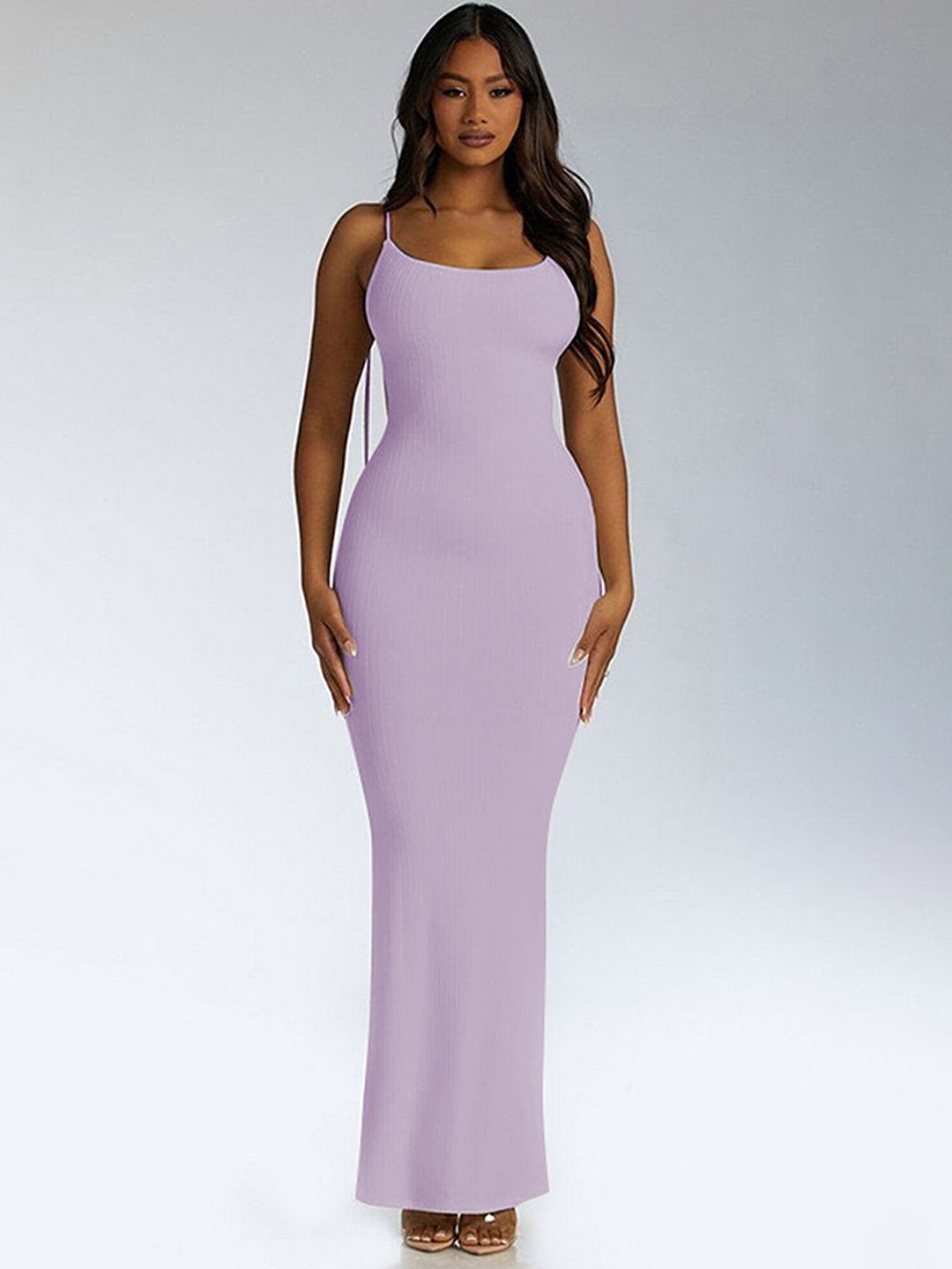 

LULU & SKY Shoulder Straps Bodycon Maxi Dress, Purple