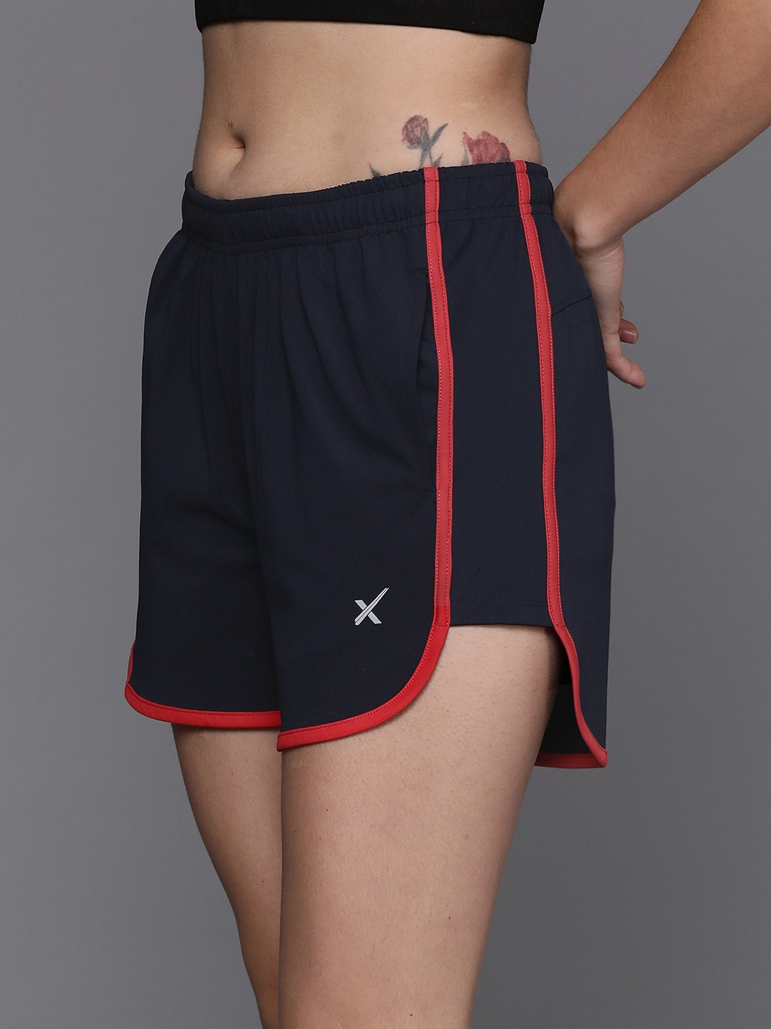 

HRX by Hrithik Roshan Striped Training Rapid-Dry Sports Shorts, Navy blue