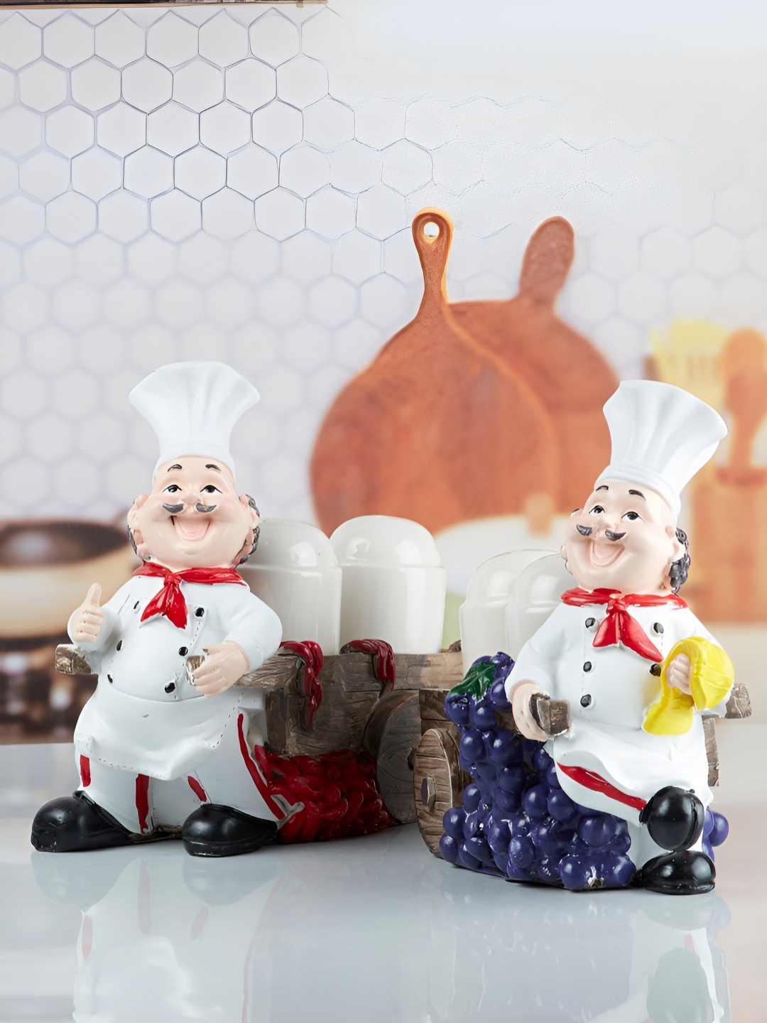 

Kookee 2-Pcs White Chef Salt & Pepper Shakers with Holder