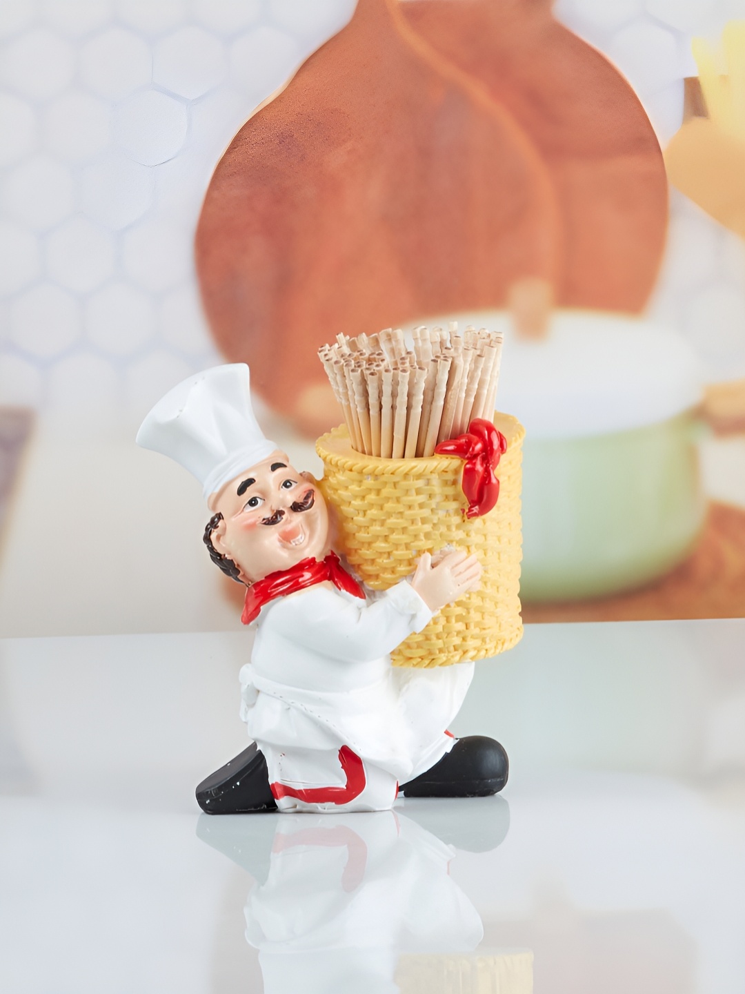 

Kookee White & Yellow Textured Ceramic Toothpick Holder